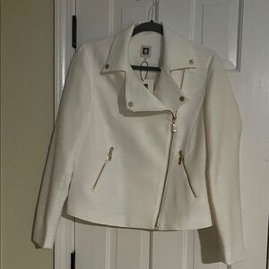 Anne Klein Off-White NWT moto Jacket with Gold Accents